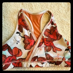 Luon not so deep V floral sports bra